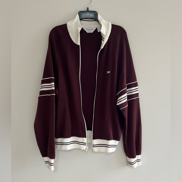 Christian Dior Vintage Monsieur Vintage Zip-Up Track Jacket in Burgundy, size XL - Picture 2 of 11